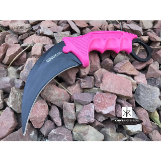 Cs Go Tactical Karambit Hawkbill Knife Survival Hunting Fixed Blade ABS Handle Pink - CUSTOM ENGRAVED