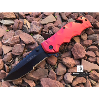 8" Tactical SWAT Assisted Opening Rescue Folding Knife Red - CUSTOM ENGRAVED