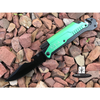 1 Personalized Survival knife, Groomsman Gift, Fathers Day Gift, Wedding Favors, Custom Knife, Spring Assisted, Best Man Gift, LED Light - Green