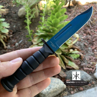 7.5" Full Tang Blue Tactical Knife with Nylon Belt Sheath - Custom Engraved