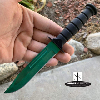 7.5" Full Tang Green Tactical Knife with Nylon Belt Sheath - Custom Engraved