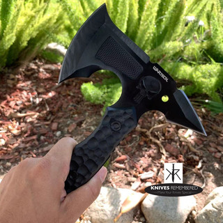 Wartech Single Edge Black Tomahawk Axe with Sheath - Custom Engraved