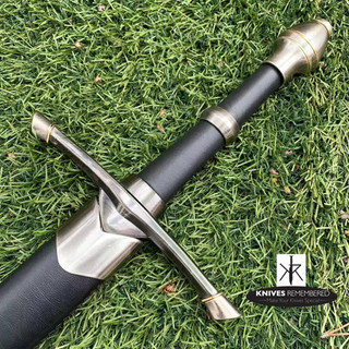 Chivalry Golden Ring - Chrome Medieval Knight Arming Sword with Scabbard - CUSTOM ENGRAVED