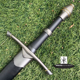 Chivalry Golden Ring - Dark Medieval Knight Arming Sword with Scabbard - CUSTOM ENGRAVED