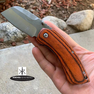 Buckshot OUTDOOR Pocket Folding Knife CLEAVER RAZOR Blade Wood - CUSTOM ENGRAVED