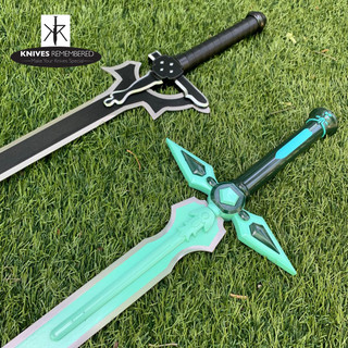 41" SAO Kirito Sword Elucidator + Dark Repulsor Anime Cosplay COMBO SET - CUSTOM ENGRAVED