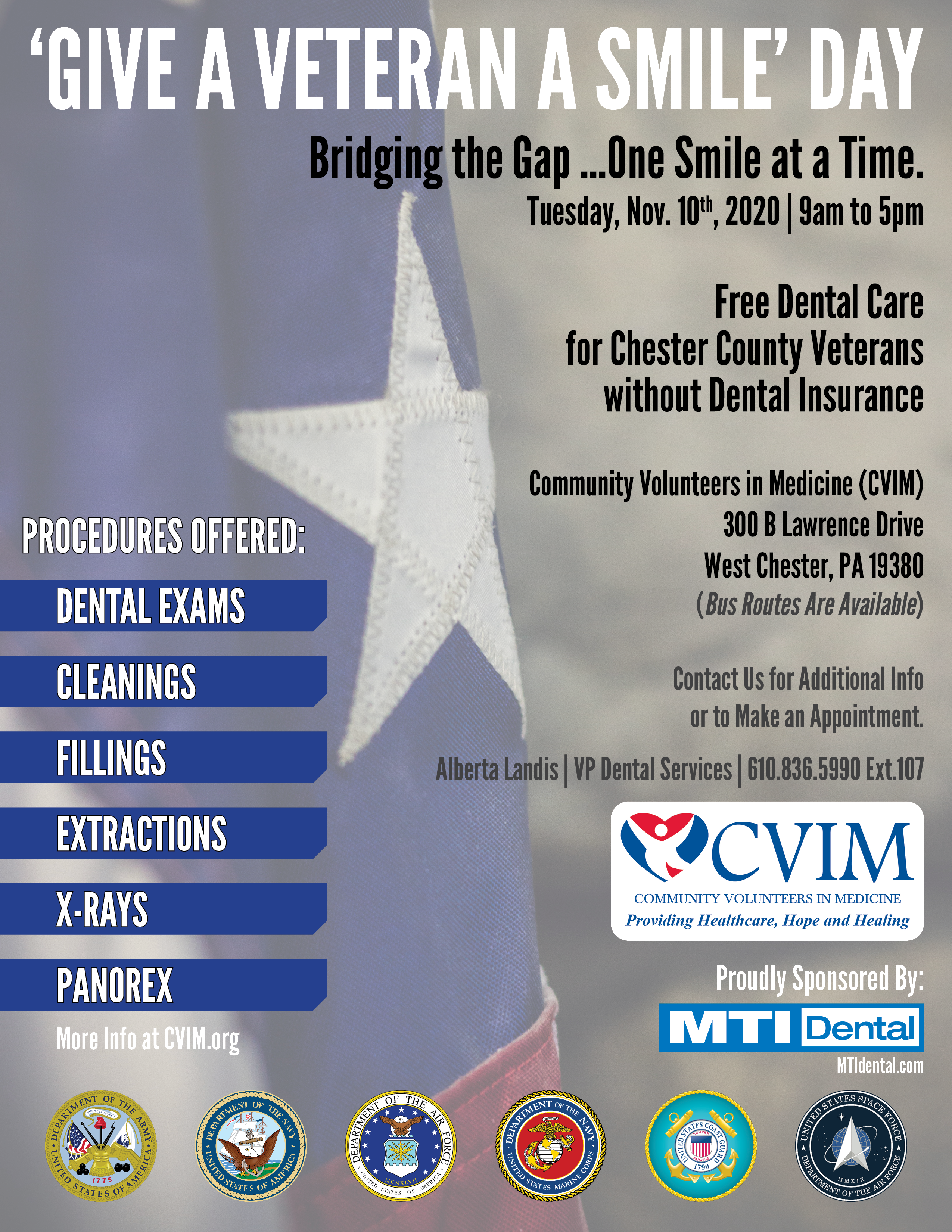 Give a Veteran A Smile Day, by CVIM and MTI Dental.