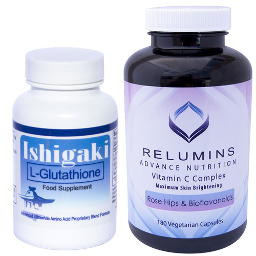 Relumins Vitamin C Max Capsules & Ishigaki L-Glutathione Ultra Skin whitening Soap 