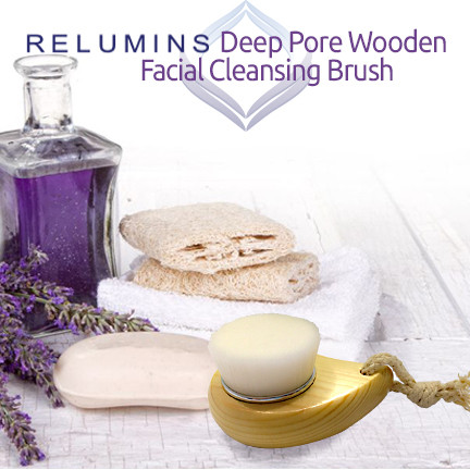 Wooden cleansing brush, stick-up dish
