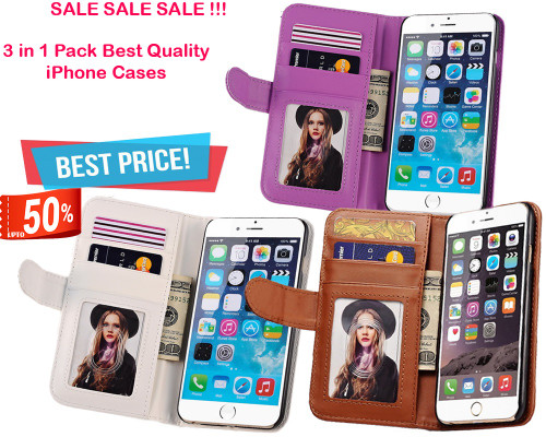 Special Offers Upto 50% Off !! Pack of 3 Combo Best Premium Quality & Stylish Phone Case for iPhone 6 Plus /6S Plus - Purple,White,Brown