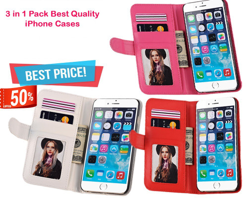 Upto 50% OFF! on iPhone 6 Plus /6S Plus Cases: Premium and Stylish Quality Case With Photo Frame & Card Slot - Red, Rose Pink, White