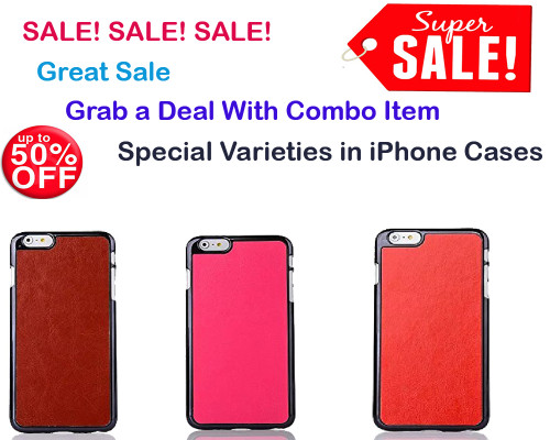 (Pack of 3) Latest Phone Cases for iPhone 6 /  6S : Hard Back Lightweight Leather Case for iPhone 6 / 6S -  Pink, Brown, Red