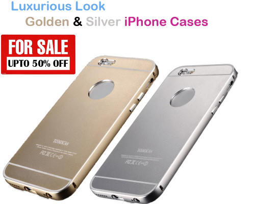 Pack of 2 : Full Metal Ultra thin Aluminium Case for iPhone 6/6S - Champagne Gold, Silver