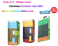 (Pack of 3) : Fansy Rainbow Multiple Style PU Leather Flip Cover with Card Slot for iPhone 6 / 6S - Exclusive Combo Offer UPTO 50% OFF