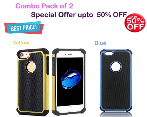 Combo Deals Pack of 2 : New Football Pattern Silicone PC Case for iPhone 6/6S - Yellow
