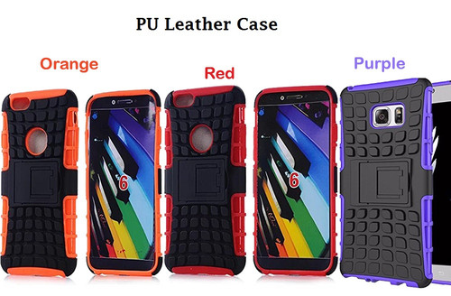 (Pack of 3) New Combo Deals : 2 in 1 Silicone PC Hybrid Shockproof Hard Heavy Duty Armor Case With Stand For iPhone 6/6S  - Purple, Red, Orange