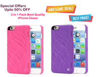Dual Function Cosmetic Mirror Case with card Slot Back Cover for iPhone 6/6S - Purple, Pink - Special Combo Offer