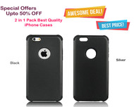 Combo Offer (Pack of 2) : New 3 in 1 Football Pattern Silicone PC Case for iPhone 6/6S - Gray, Black 