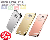 Speical Combo Offer : Luxury Fashion Mirror Ultra Slim Metal Case for Samsung Galaxy S6 Edge with Hard Back Cover - Silver ,Gold, Rose Gold