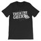 "Theatre Geek" with drama masks distressed graphic tee.