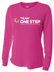 Team One Step A4 Women’s Cooling Performance Long Sleeve Tee - Fuchsia