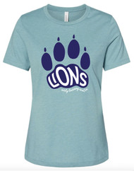 ELC Paw Print Heather Blue Lagoon Women’s Relax Fit Tee