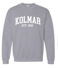 Kolmar Collegiate White Text Sports Grey Gildan Crewneck