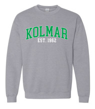 Kolmar Collegiate Green Text Sports Grey Gildan Crewneck