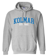 Kolmar Collegiate Blue Text Sports Grey Gildan Hoodie