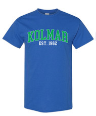 Kolmar Collegiate Green Text Royal Gildan T-Shirt