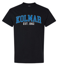 Kolmar Collegiate Blue Text Black Gildan T-Shirt
