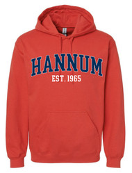 Hannum Collegiate Navy Text Red Gildan Hoodie