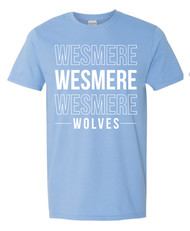 Wesmere Elementary School Carolina Blue Gildan T-Shirt Repeat Design