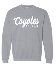 Kolmar Coyotes Script Sports Grey Gildan Crewneck
