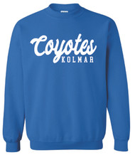 Kolmar Coyotes Script Royal Gildan Crewneck