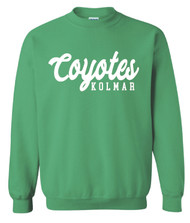 Kolmar Coyotes Script Irish Green Gildan Crewneck