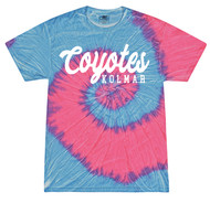 Kolmar Coyotes Script Flo Blue & Pink Tie Dye Colortone T-Shirt