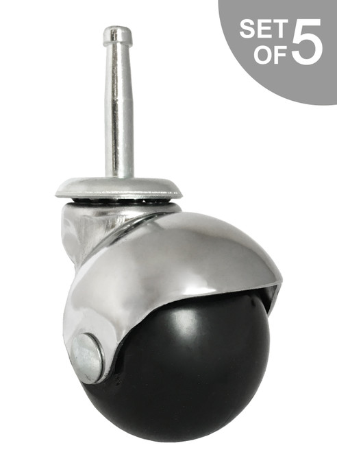2" Chrome Ball Chair Caster w/ Socket Stem for Insert - Set of 5 - S5555-5/Bag