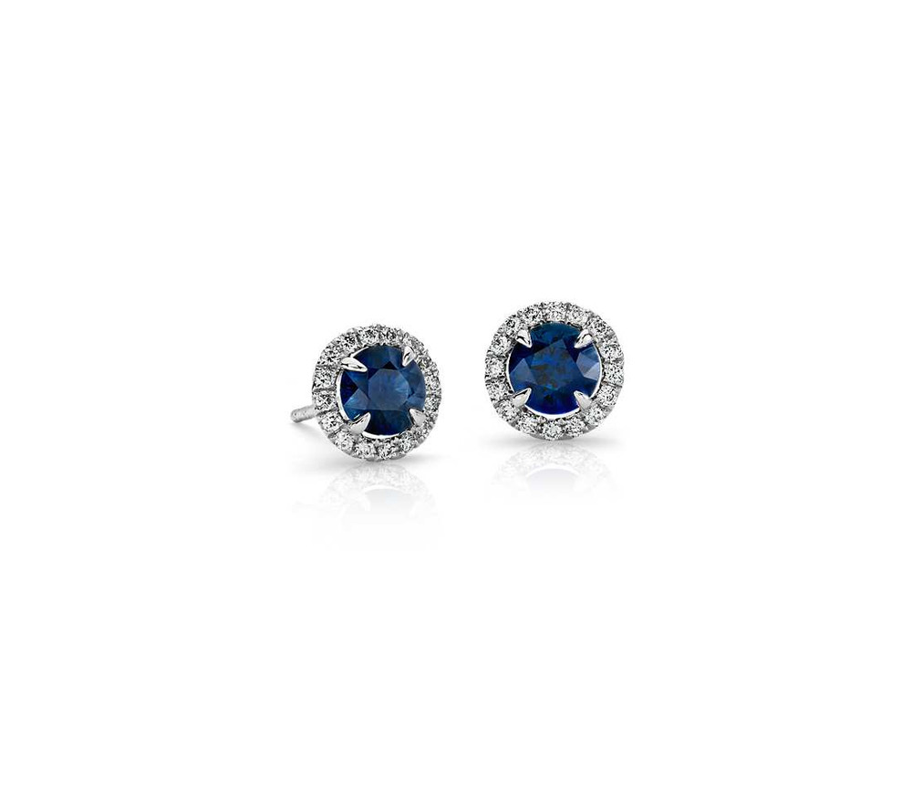 Blue sapphire stud earrings clearance