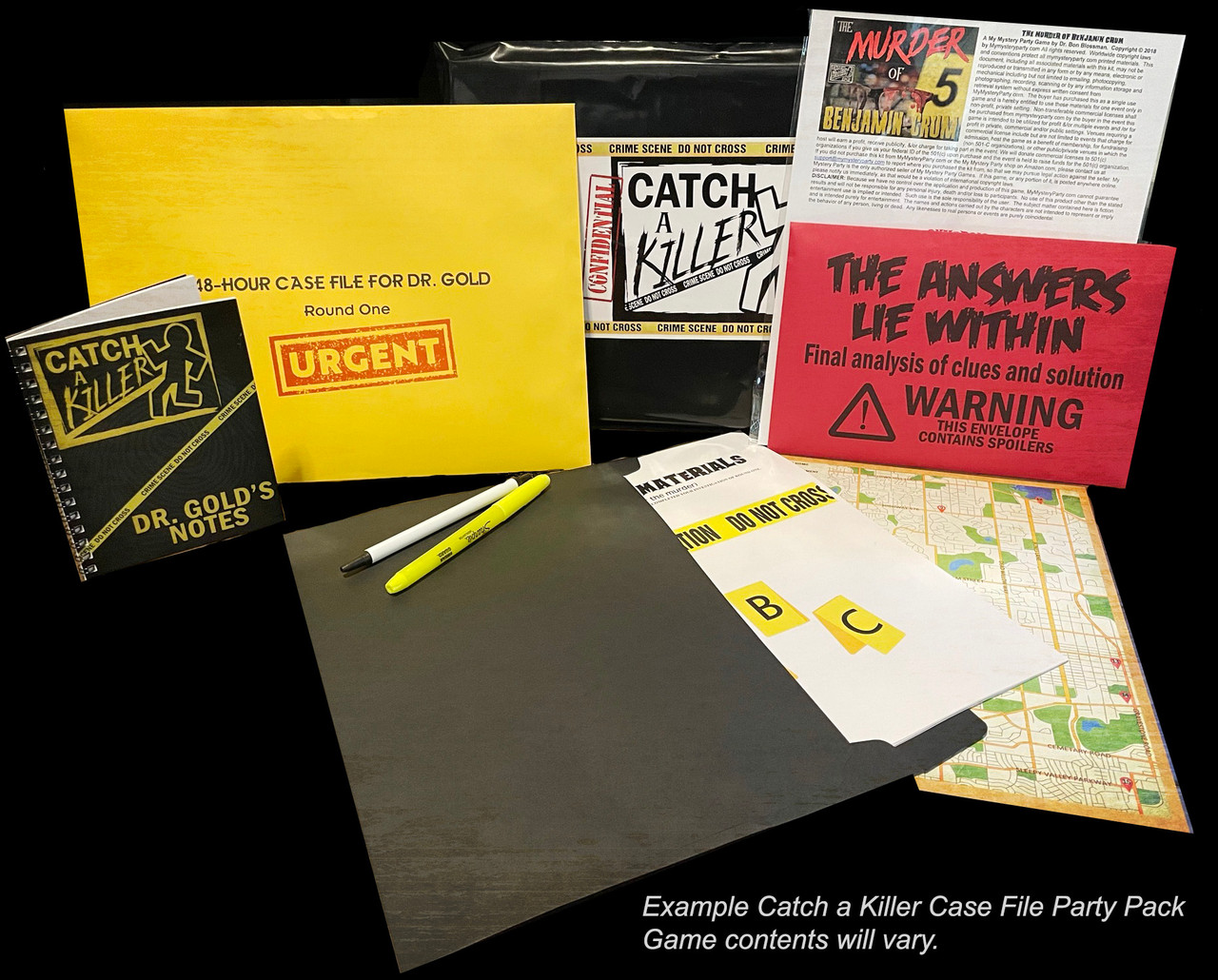 Example Catch a Killer Case file party pack. 