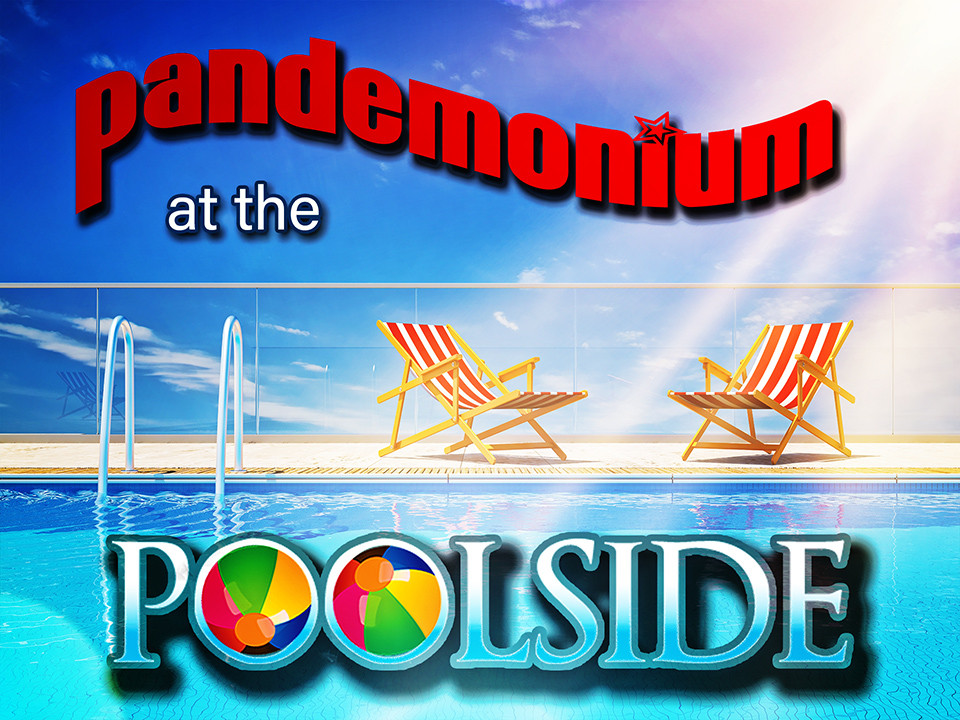The boxed set for the Pandemonium at the Poolside mystery game. 