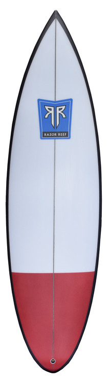 In 2008, Razor Reef Surfboards of Southern California designed the Shiroke Bomb, dimensionalizing high performance surfing in small waves. It includes a 2-stage rocker and added spiral vee starting in front of the fins to allow for rail-to-rail quickness. This design makes the Shiroke Bomb an all around go to shortboard for small to head high plus waves. This board was re-named as the Shiroke Bomb and designed specifically for team rider Jake Shiroke of San Clemente. Jake use this board to surf the local beach breaks at Trestles, T-Street, and San Onofre.