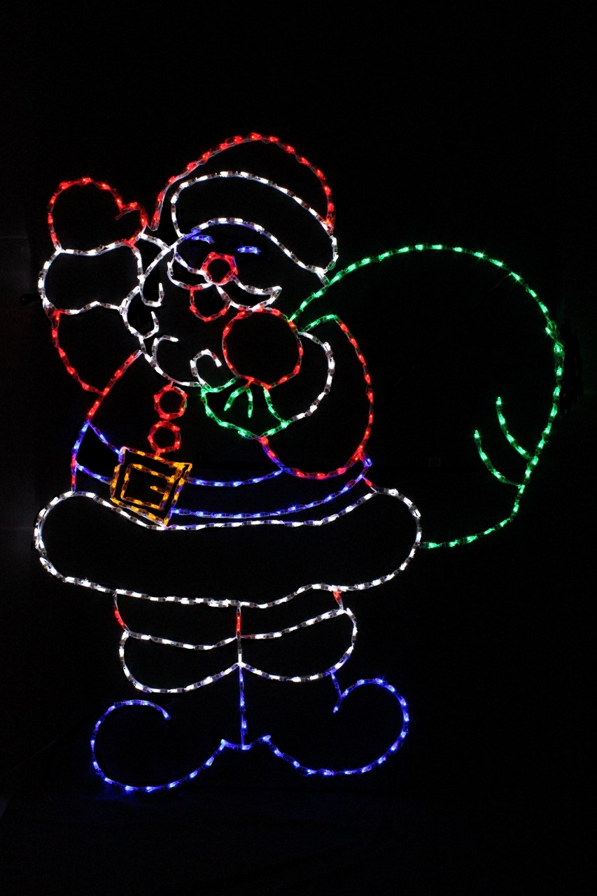 Cheerful Santa LED Light Display Christmas Cottage Lights