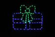 Beautiful blue LED Christmas package with a green bow