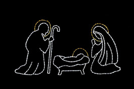 White and Yellow LED holy family nativity scene