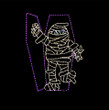 Light display of a mummy coming out of a coffin.