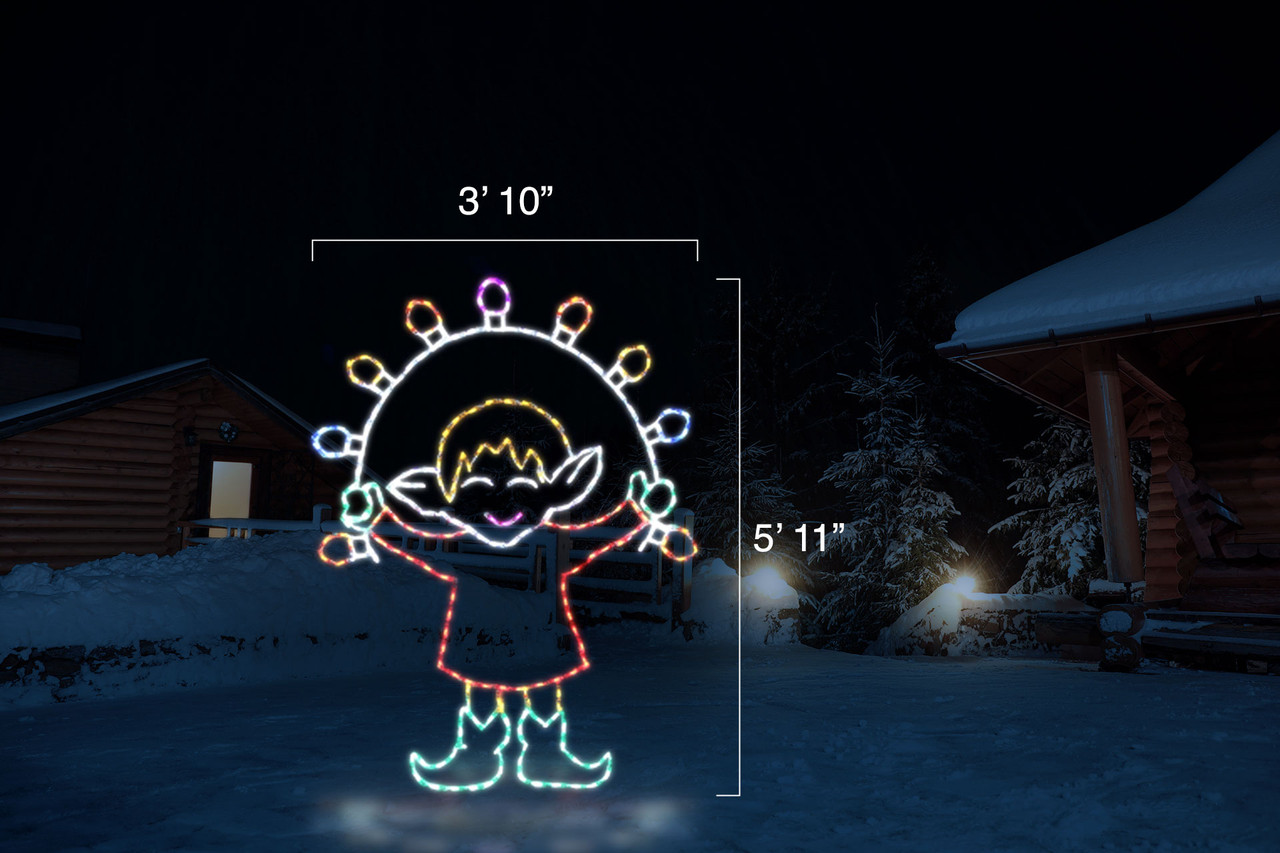 Ciro Uregelmæssigheder at opfinde Wireframe Animated Elf Christmas Decoration | Christmas Cottage Lights