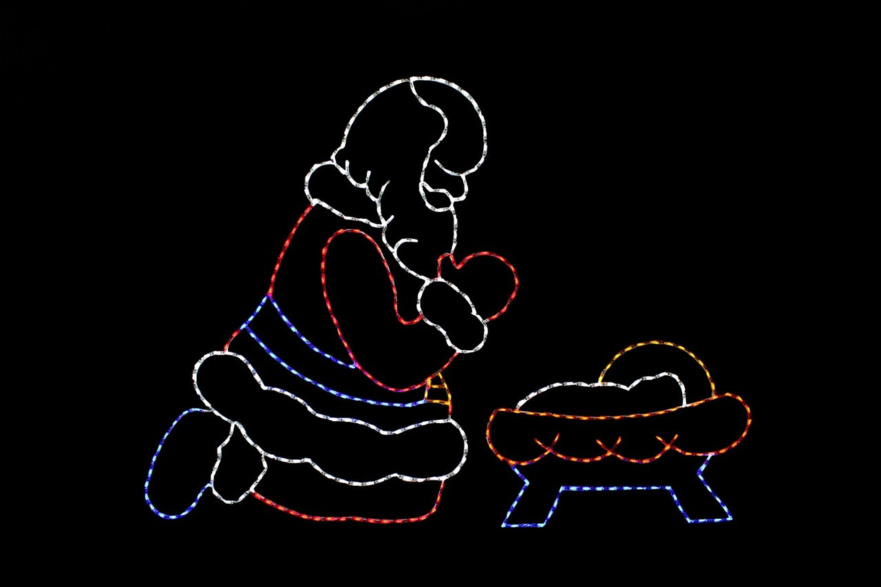 Praying Santa - Christmas Cottage Lights