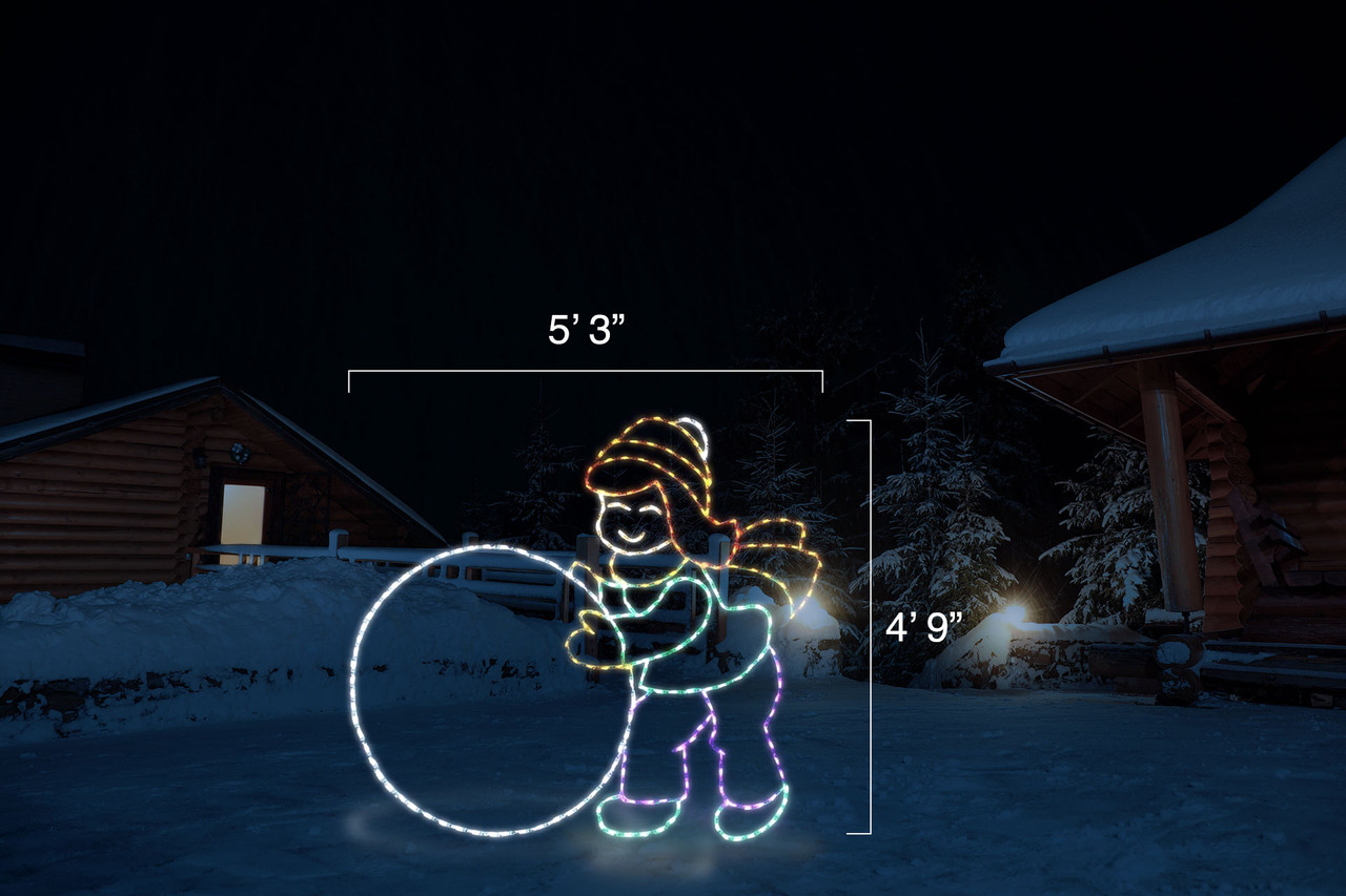 Snowball LED Silhouette Display | Christmas Cottage Lights