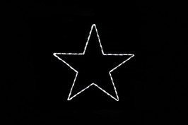 White LED lights 5 point star against black background